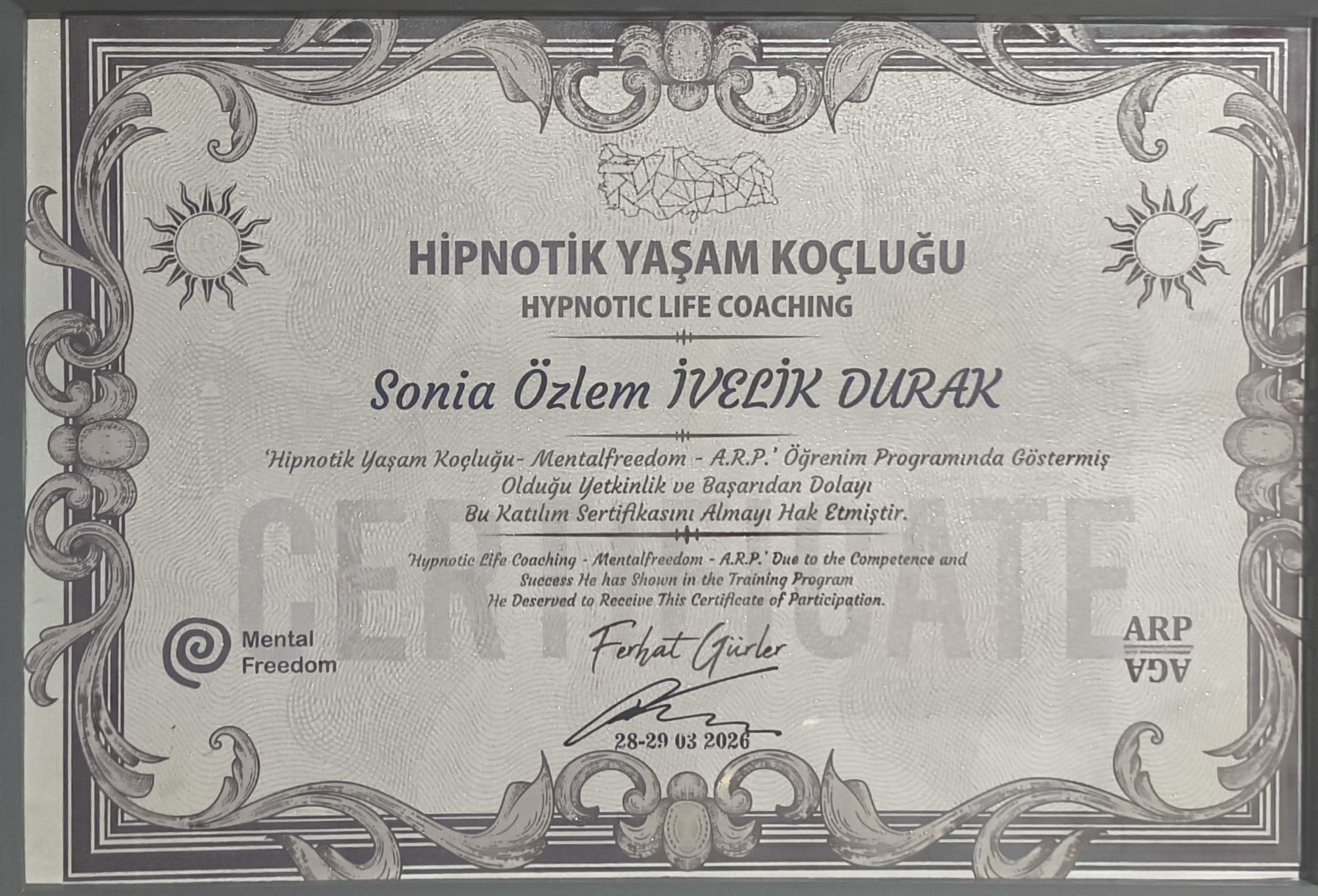 Hipnotik Yaşam Koçluğu Sertifikası